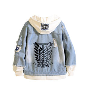 Chaqueta <span class=keywords><strong>de</strong></span> Mezclilla Unisex <span class=keywords><strong>de</strong></span> Poliéster <span class=keywords><strong>de</strong></span> Demon Slayer, Chaqueta <span class=keywords><strong>de</strong></span> Cosplay del Regimiento Scout, Sudadera con Capucha <span class=keywords><strong>de</strong></span> Eren Jaeger, Chaqueta Trucker para Hombre - Product Image 1
