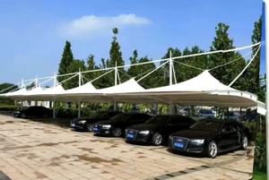 Abri de stationnement extérieur à structure membranaire avec matériaux PVC et acier, borne de recharge <span class=keywords><strong>pour</strong></span> véhicules électriques et auvent d'usine - Product Image 3