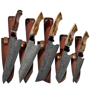 Handcraft High Quality Acid-<b>pickling</b> Damascus Chef 5-Piece <b>Set</b> Superior Ergonomic Sycamore Wood Handle Ambidextrous Eco-Friendly - Product Image 1