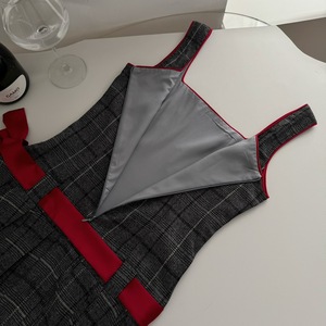 Abito Estivo Stile College con Fiocco, Gonna a Pieghe a Quadri, Vestito a Bretelle Dolce e Piccante - Product Image 5