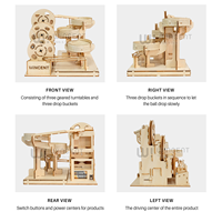 Kit de construction 3D en bois DIY : Tour d'engrenages mécanique découpée au laser pour circuit de billes – Jouet éducatif STEM pour enfants et adultes