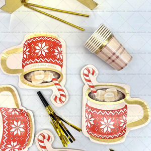 DAMAI in Stock Christmas Paper Plates Cup Shape Disposable Plates Christmas Table Decorations Holiday Xmas Dinner Plates Party - Product Image 4