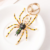 Breloque de sac pour femme en forme d'insecte araignée, style Hip Hop, scintillante, 3D, en métal, avec strass en cristal, porte-clés araignée