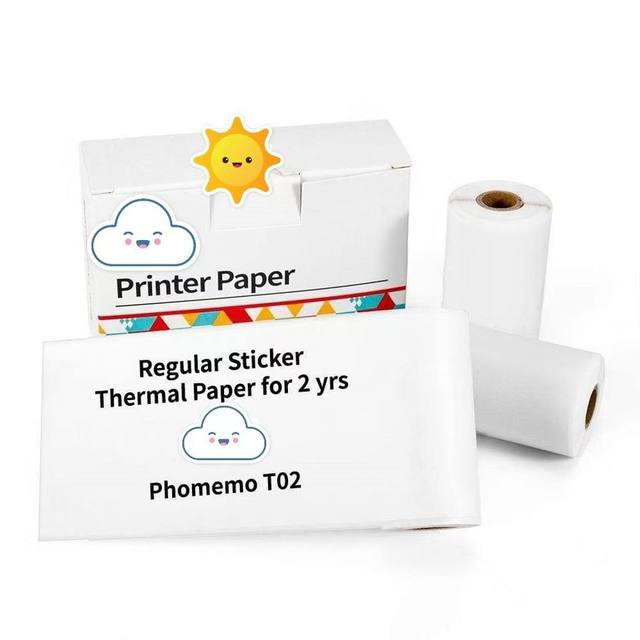 For White Self-Adhesive Paper for T02 BT Mini Sticker Printer Black on White Rechargeable Battery USB Interface in Stock