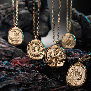 Retro Style 12 Sternzeichen Anhänger Halskette Wasserdichter Edelstahl 18 Karat Gold Sternzeichen Halskette Schmuck Idee Party Geschenk - Product Image 3