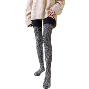 Chaussettes hautes en coton, épaisses et longues, style mode simple, effet froncé, chauffe-jambes d'hiver - Product Image 1