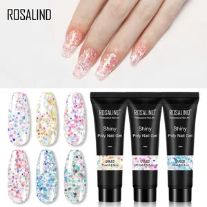 Rosalind Custom Logo Glitter Kleur 15Ml Vaste Nagellak Uv Gel Extension Gel Vinger Snelle Extensie Acryl Poly Nail Gel