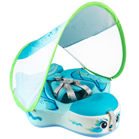 Swimbobo Air Free Schwimmring mit Sonnendach, umweltfreundlicher, langlebiger Schaumstoff-Baby-Schwimmring, nicht aufblasbarer Unterarm-Schwimmring für den Pool