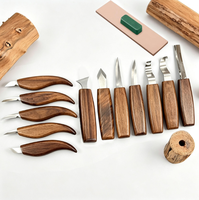Ensemble de couteaux à sculpter le bois avec manche carré en bois massif, couteau de précision pour projets de bricolage et de travail du bois artisanal