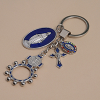 Pendentif vintage DIY en alliage d'argent, plaque ovale Vierge Marie, croix de Jésus, porte-clés