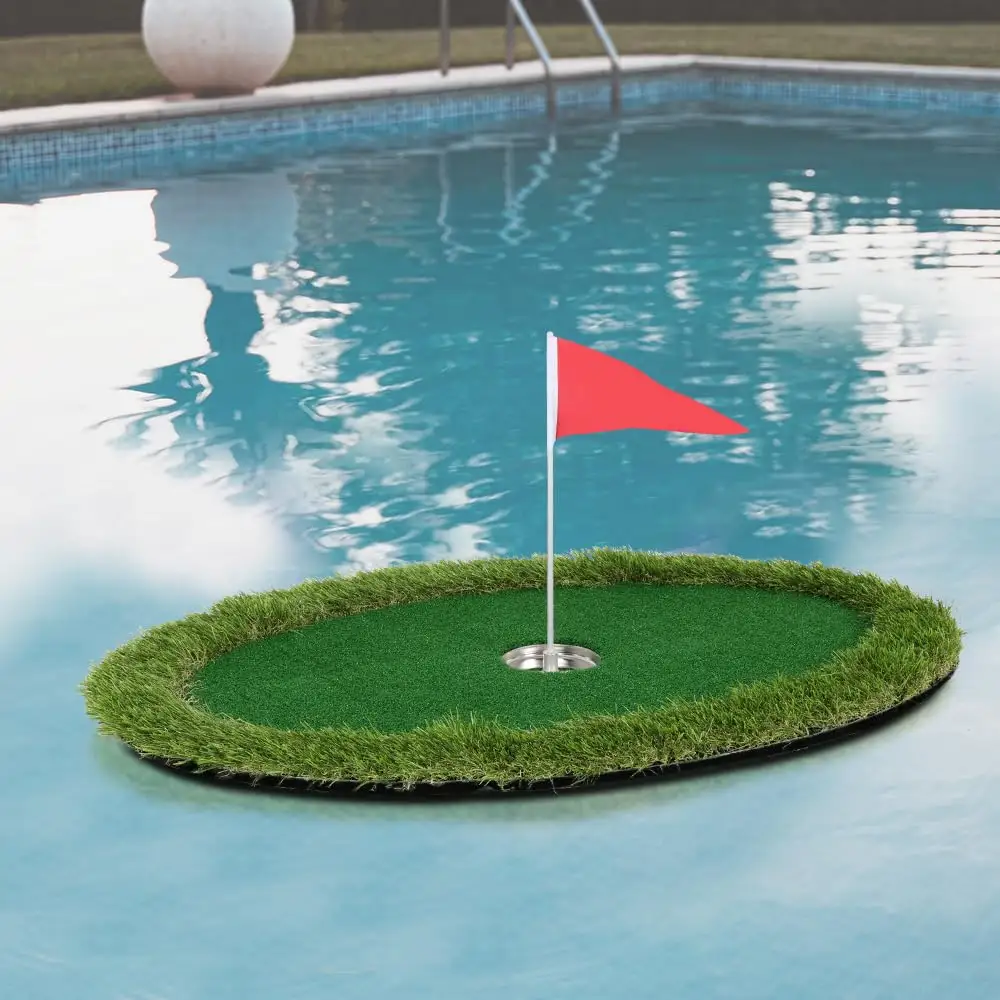 Tapete de golfe para piscina adulto, conjunto flutuante para prática de golfe, tapete para golfe ao ar livre e verde