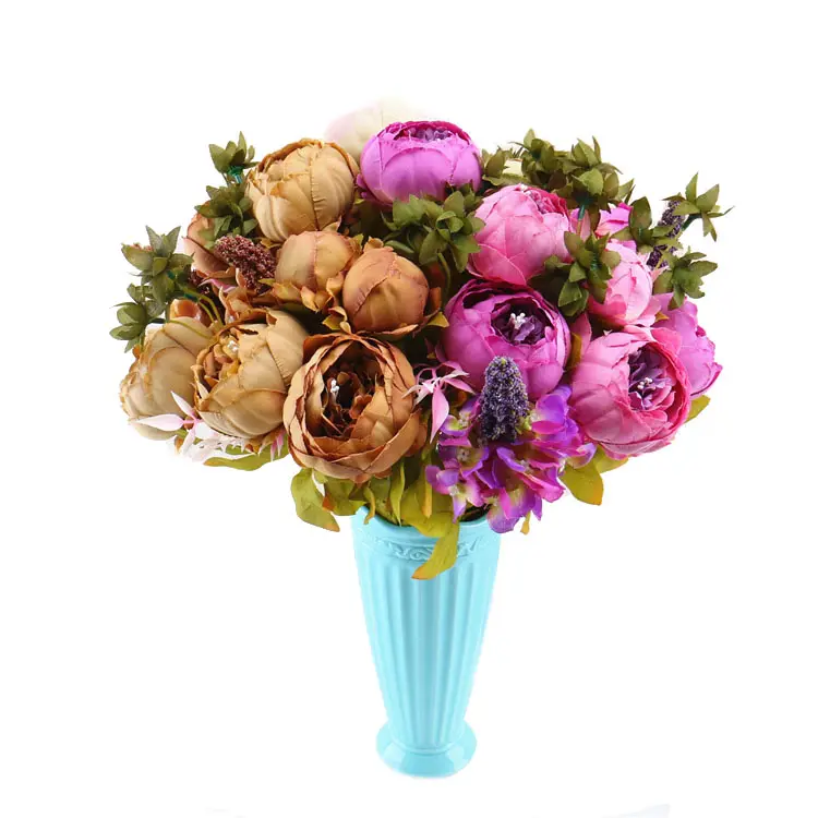 زهور مزيفة وردية زهور مزيفة زهرة الفاوانيا الاصطناعية والحرير للزينة في المنزل والزفاف عرض رائع 2023