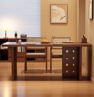 Table de salle à manger en bois massif avec panneau à trous ronds, style moderne et minimaliste, pour bureau à domicile - Vente en gros