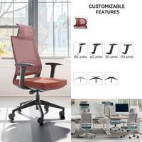 Chaise de bureau ergonomique moderne en maille avec base en acier inoxydable, hauteur réglable, pivotante, personnalisable pour salon et chambre