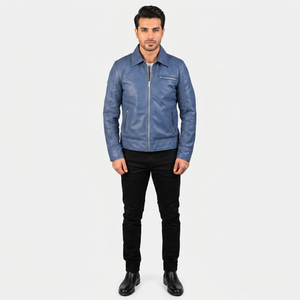 Finer Threads Genuine Cow <b>Leather</b> Varsity Motorcycle <b>Jacket</b> for <b>Men</b> Zipper Closure Hooded Vintage Style Autumn Season - Product Image 1