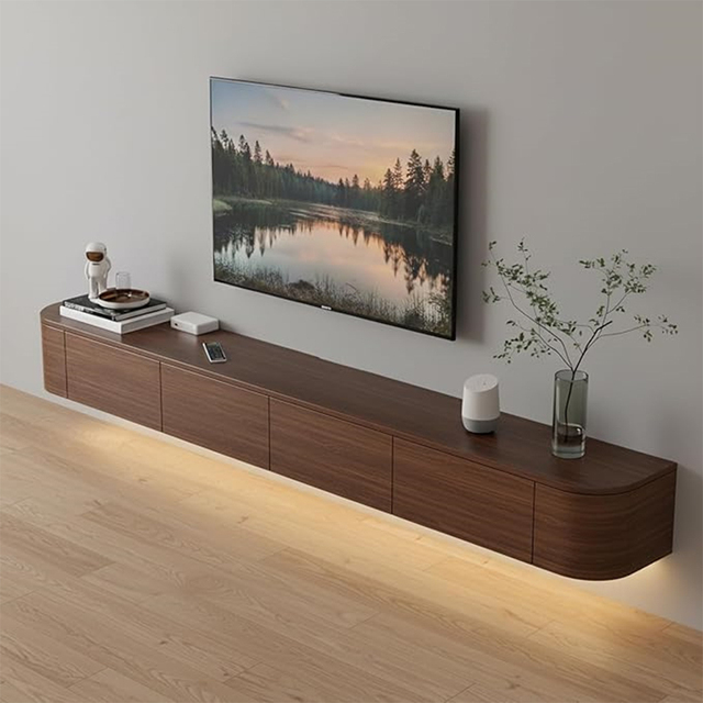 63" Modern Floating Wall Mounted TV Stand Media Console with LED Light and Drawers Space-Saving TV Cabinet for Living Room