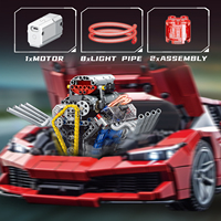 Kit de Construcción K96202 de Bloques de Programación Mecánica que Simula un Motor V8, Modelo de Juguete con Motor de Potencia