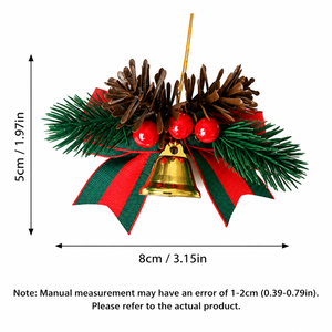 Klassieke gouden hoogwaardige houten kerstbel ornamenten, dennenappels, bessen, rode en groene lint strik voor boomkrans, feestdagen - Product Image 6