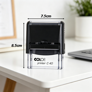 Tampon <span class=keywords><strong>encreur</strong></span> numérique C40 rectangulaire en plastique noir personnalisé (nom/adresse) pour usage professionnel, commercial, corporatif ou personnel - Product Image 3