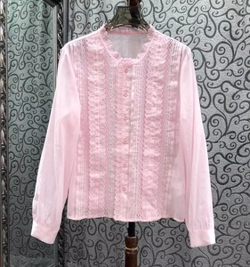 Camicia in Cotone di Alta Qualità Nuova Collezione Primavera 2026 da Donna con Ricamo in Pizzo e Patchwork a Maniche Lunghe <span class=keywords><strong>Elegante</strong></span> Bianca Rosa <span class=keywords><strong>Nera</strong></span> - Product Image 1