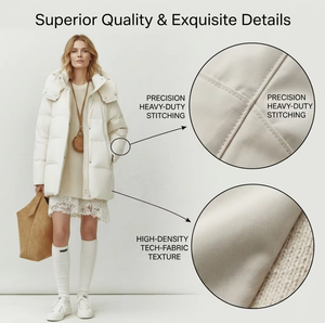 Veste d'hiver écologique imperméable pour <span class=keywords><strong>femme</strong></span>, 90% duvet de canard blanc, col montant, coupe-vent, épaisse et chaude, capuche amovible, coque en polyester - Product Image 6