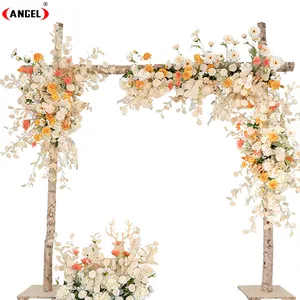 زهور اصطناعية بألوان الشمبانيا ستارة خلفية لقوس الزفاف تُعلق في الزاوية كزينة مركزية تُستخدم كقطعة ضيقة في الطاولات
