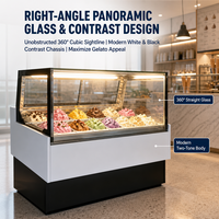 Vitrine Commerciale à Gelato à Angle Droit, Congélateur à Glace en Verre Droit, Double Rangée, Grande Capacité, Congélation Turbo pour Magasin