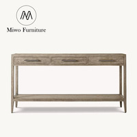 Table d'entrée moderne française à trois tiroirs, design en bois massif pour villa, salon, couloir, porche, personnalisable
