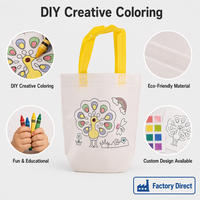 Sac fourre-tout pour enfants à motifs animaux, écologique et économique, à peindre soi-même par ultrasons, en tissu non tissé et avec crayons