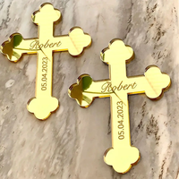 Décorations de gâteau en acrylique doré en forme de croix, signes religieux en acrylique pour baptême, première communion et confirmations