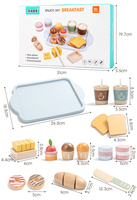 Juego de Cocina de Madera COMMIKI, Juego de Desayuno, Panadería y Postres, Juego de Roles para Niños, Cocina de Juguete Educativa