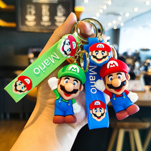 Porte-clés en silicone 3D Anime <span class=keywords><strong>Mario</strong></span>, petit cadeau, figurine de voiture, pendentif créatif souple pour sac, non toxique, vente en gros - Product Image 1
