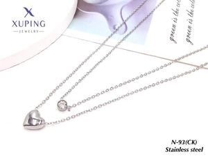 Uping-collar de acero inoxidable Chapado en platino, joyería elegante con letras redondas y corazón de perla, circonita negra, venta al por mayor - Product Image 6