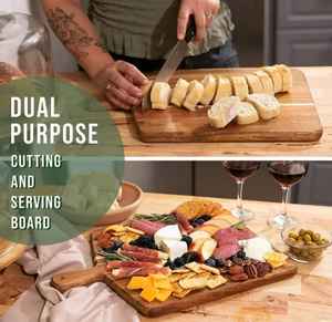 Tabla de Cortar de Madera de Acacia para Cocina de Hotel, Plato de Madera Resistente para Pan, Queso, Carne, Pizza, Bandeja para Servir con Asa - Product Image 5