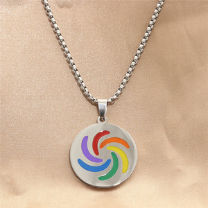 Collier pendentif rond en acier inoxydable Yunnique pour hommes, design géométrique, bijoux tendance, fabriqué à Dongguan 280643 - Product Image 4
