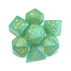 Ensemble de dés DND à cinq branches, 7 pièces, dés de jeu de rôle, paillettes étoilées, dés polyédriques D&D pour jeu de table Dungeons and Dragons - Product Image 4