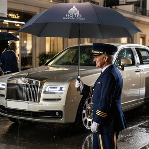 Luxury Brand Big Size Star Hotel <b>Umbrella</b> Custom logo Strong Frame Windproof champagne Golden Gradually Varied Color <b>Umbrella</b> - Product Image 3