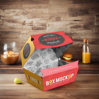 AT PACK Cajas Duraderas y Ecológicas Personalizadas de Papel Kraft para Hamburguesas para Llevar Paquetes de Hamburguesas Envases de Caña de Azúcar para Hamburguesas