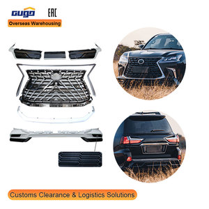 GUGO 2021 Kit carrosserie en plastique ABS de haute qualité pour <span class=keywords><strong>Lexus</strong></span> <span class=keywords><strong>LX</strong></span> <span class=keywords><strong>570</strong></span> Pare-chocs avant et arrière Becquet de pare-chocs Crochet de remorquage Découpes pour feux antibrouillard Kit carrosserie LX570 - Product Image 1