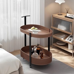 Mesa de Centro Pequeña de Cuero Moderno con Ruedas, Mueble Auxiliar para Sala de Estar, Villa <span class=keywords><strong>Wolff</strong></span>, Garantía de 5 Años - Product Image 4