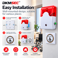 Bouton d'appel d'urgence sans fil, son 110 dB, alarme lumineuse, 433 MHz, bouton SOS pour personnes âgées, handicapées, maisons de retraite DS-103ER
