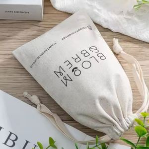 Custom Cotton <b>Drawstring</b> <b>Pouch</b> Bag Organic Cotton Gift Jewelry Packaging Bag Eco-Friendly Storage Gift Bag for Party Favor - Product Image 6