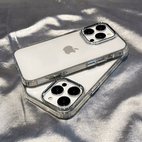 Pour 14 Pro/15/17 Air, cadre de caméra en métal transparent en TPU, gaufrage, antichoc, qualité AA, coque souple