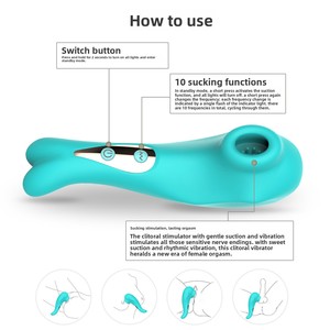 Vibratore a ventosa a forma <span class=keywords><strong>di</strong></span> sirena per punto G, stimolatore per capezzoli con funzione leccante, masturbatore femminile silenzioso, impermeabile, ricaricabile USB per punto G - Product Image 2