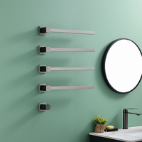 Toallero Eléctrico Oculto con 5 Rieles Calefactores Impermeables, Montado en Pared, Acabado Oro Cepillado PVD, Toallero Inteligente con Calefacción