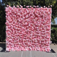 Großhandel 3D 5D Aufrollbare Blumenwand Seiden-Kunstblumen Rosa Weiße Blumenwand Luxuriöse Dekorative Blumenwand-Kulisse