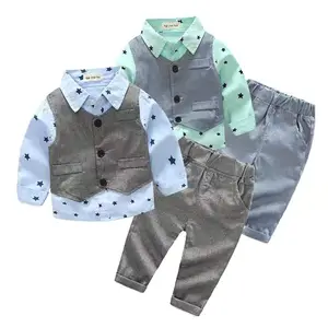 3 Piece Suit Fall Fashion Infant Boy Clothing Baby Boy Suit Boys Clothing Baby Gentleman Bow Tie shirts + Vest + pants Baby Set