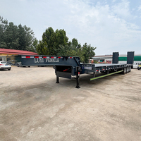 Semi-remorque Lowboy RGN 4 essieux 100t col de cygne démontable, acier, transport excavatrices chenillées, LUYI VEHICLE