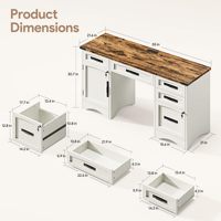 Bureau administratif de style farmhouse avec tiroirs, bureau pliable pour la maison, station de charge, tiroir à dossiers, bureau d'ordinateur et d'écriture durable de style rural