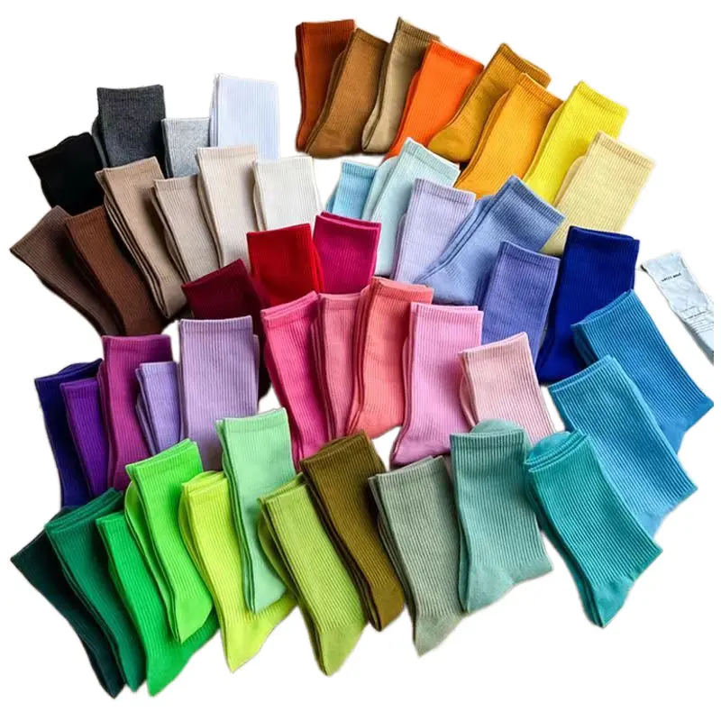 Calcetines de verano Vintage transpirables de algodón de alta calidad, calcetines de diseñador de color sólido para mujer